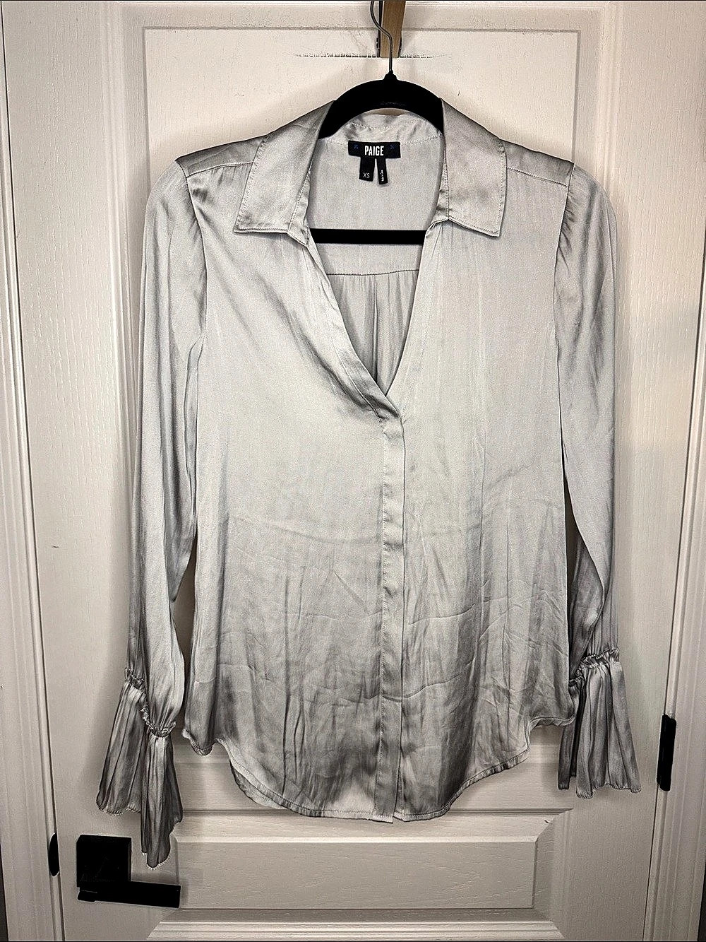 Paige Abriana Shirt Gray Blouse Size XS